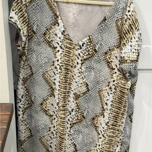 Snake Print V-Neck Dress